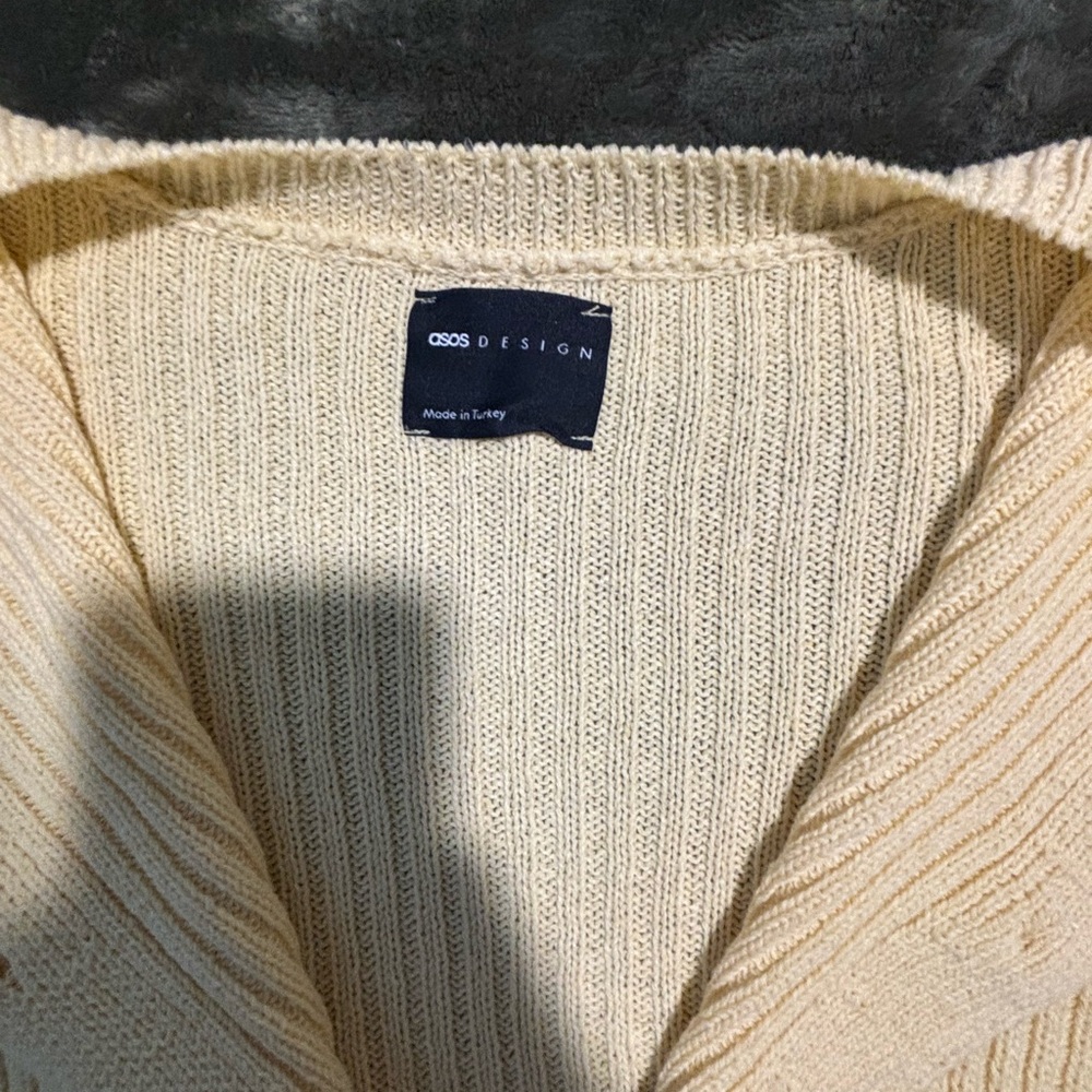 ASOS Cream Ribbed Cardigan - Picture 2 of 2